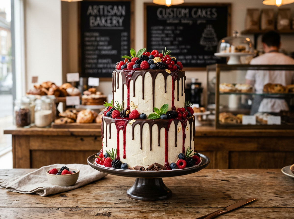 Custom celebration cake at Golden Crust Bakery